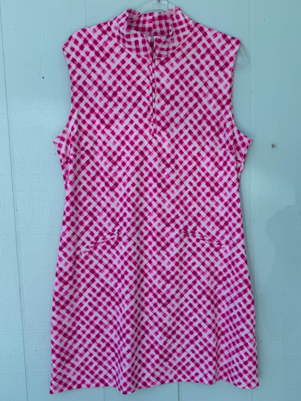 IBKUL Hot Pink & White Gingham Quilted Sleeveless Dress - Picture 2 of 7